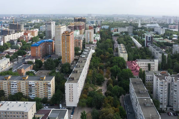 Luchtfoto Van Drone Pushkinskaya Straat Belangrijkste Voetgangers Straat Van Stad — Stockfoto