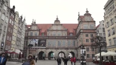 Gdansk, Polonya-13 Kasım 2018: Gdansk, Polonya eski kent uzun Lane Insanlar. 