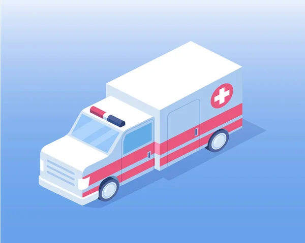 Ambulans Araba Zometrik Illüstrasyon Vektör — Stok Vektör
