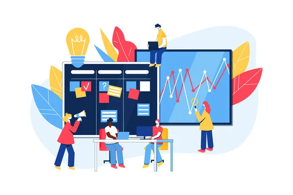 Çevik proje yönetim süreci. İletişim, takım çalışması, iş süreci.