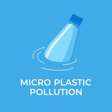 Mikro plastik kirliliği kavramı. Suda mikroplastik. Vektör illüstrasyonu.