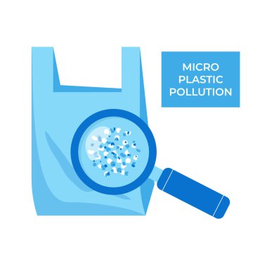 Mikro plastik kirliliği kavramı. Suda mikroplastik. Vektör illüstrasyonu.