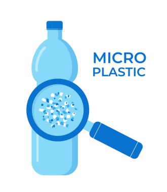 Micro plastic pollution concept. Microplastic in water. Vector illustration. clipart