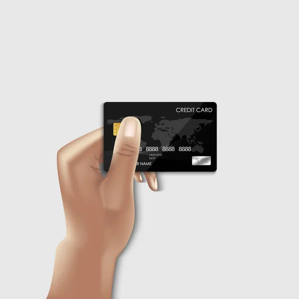 Design Vetorial Realista Para Cartão Crédito Conceito Mão Segurando Vetor — Vetor de Stock