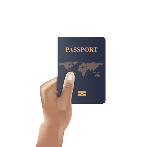 Passport Book Hand Holding Identification Citizen Vector Illustration — Stock Vector