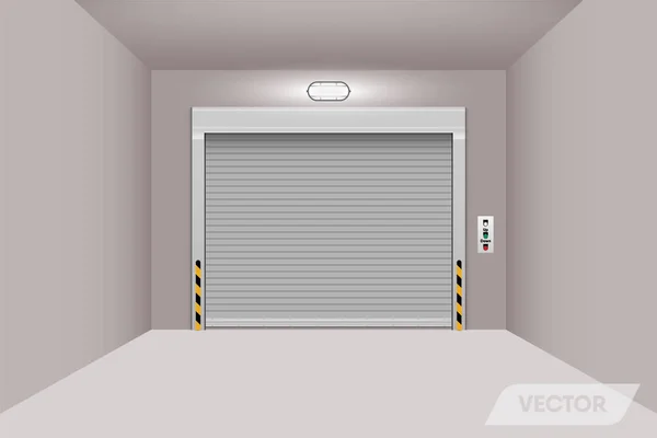 Puerta Enrollable Taller Almacén Vector Ilustración — Archivo Imágenes Vectoriales