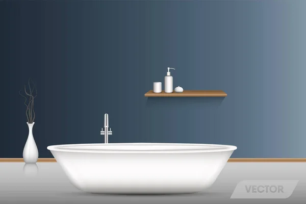 Baignoire Douche Design Intérieur Art Décoratif Vecteur Illustration — Image vectorielle