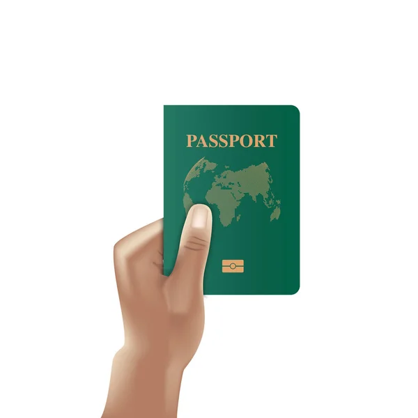 Passport Book Hand Holding Identification Citizen Vector Illustration — Stock Vector