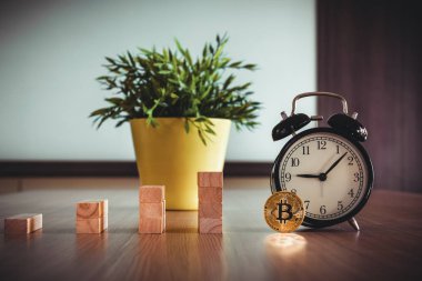Bitcoin çalar saat., Menkul Kıymetler Borsası ve düşüş trendi kavramı ile süre.