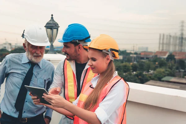 Projektový Management Týmu Inženýra Architekt Diskuse Akční Plán Pro Jejich — Stock fotografie