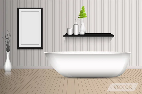 Modern Shower Bathtub Interior Design Decorative Art Vector Illustration — Stock Vector