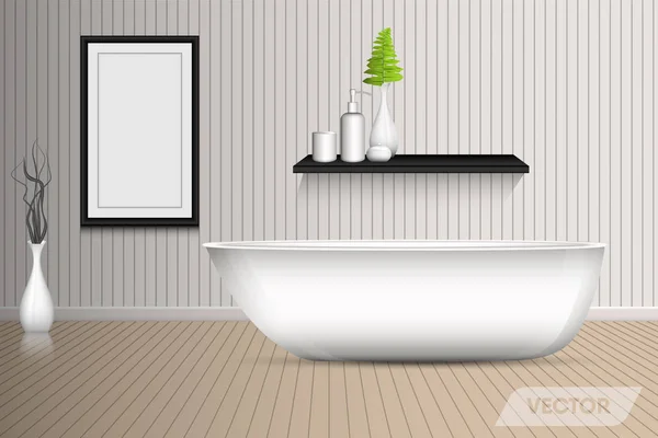 Baignoire Douche Moderne Design Intérieur Art Décoratif Vecteur Illustration — Image vectorielle