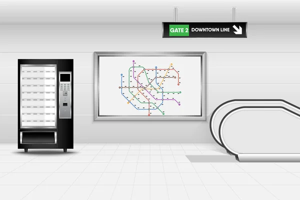 Metro Design Interiores Máquina Venda Automática Tube Underground Subway — Vetor de Stock