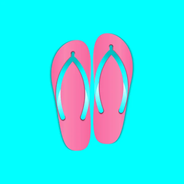 Flip Flops Strand Slippers Element Voor Zomer Thema Zomer Concept — Stockvector