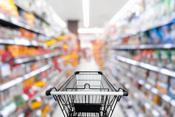 Süpermarket iç ve depolama raf., alışveriş kavramı.