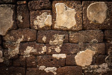 Soyut doku Antik tuğla duvar arka plan, duvar kağıdı model veya zemin eski tapınak kalıntıları.