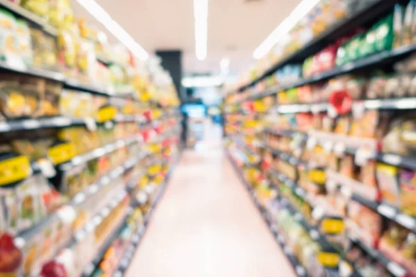 Abstract blurred supermarket grocery store and refrigerators in department store.,Consumer products goods on shelf, Category of food products on defocus background., Motion blurred concept.