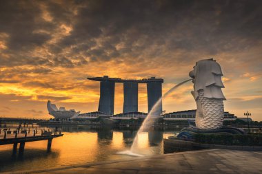 SINGAPORE - May 25, 2017 : Singapore cityscape on sunrise scene., Singapore Marina Bay cityscape. clipart