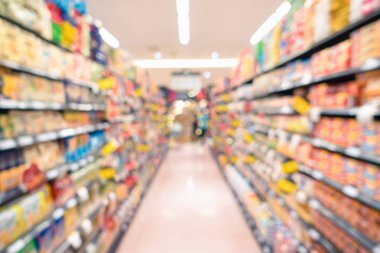 Soyut odak tüketim malları süpermarket bakkal., iş perakende ve müşteri alışveriş merkezi servis., hareket bulanık kavramı bulanık.