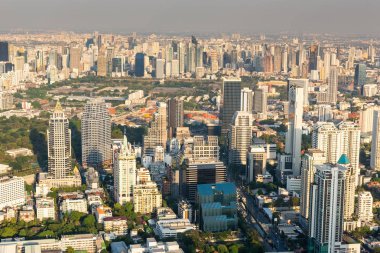 Cityscape Bangkok şehir ve gökdelenler binalarının Tayland., iş ve Finans Merkezi, Tayland. Panorama manzara, güzel sahne kentsel şehir ve turistik seyahat hedef.