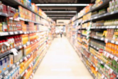 Soyut odak tüketici ve mal süpermarket bakkal., iş perakende ve müşteri alışveriş merkezi servis., hareket bulanık kavramı bulanık.