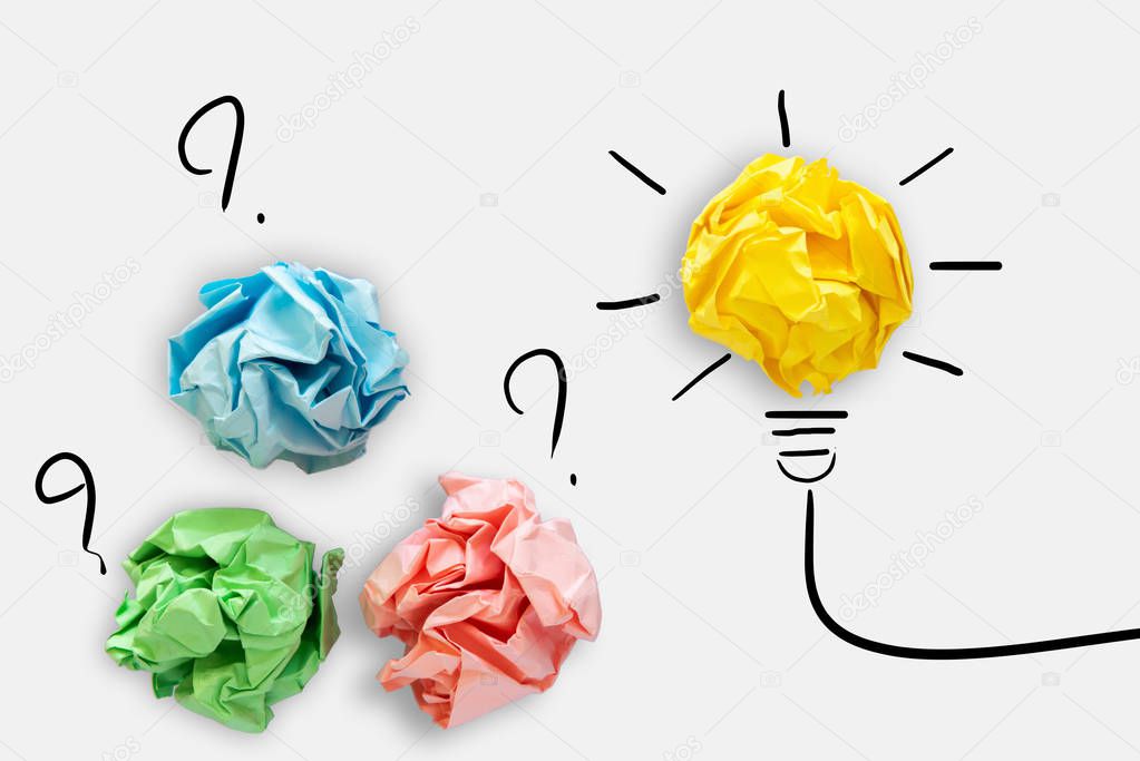 Creative Idea of Power Thinking Concept, Paper lightbulb Design 