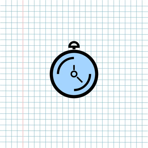 Cronómetro o reloj de bolsillo icono de símbolo en el fondo de la nota de papel, icono de los medios de comunicación para la comunicación tecnológica y el concepto de comercio electrónico de negocios. Vector, ilustración — Vector de stock
