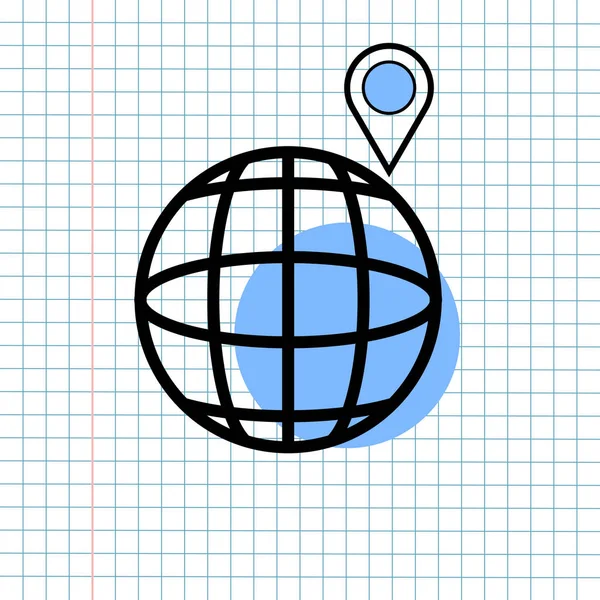 Gps navigation icon sign concept, vektorgrafische Gestaltung des Richtungsnavigator-Symbols für das Reiseziel, Verkehrsetikett und Mapping Web-Element isoliert auf Papier Gitterhintergrund. — Stockvektor