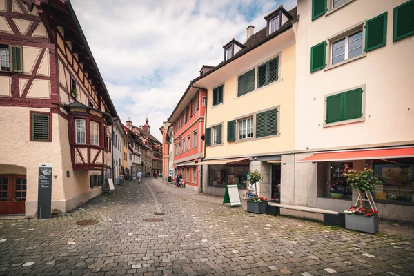 Cityscape Old Town Historic Buildings Stein Rhein City Швейцарія Beautiful — стокове фото