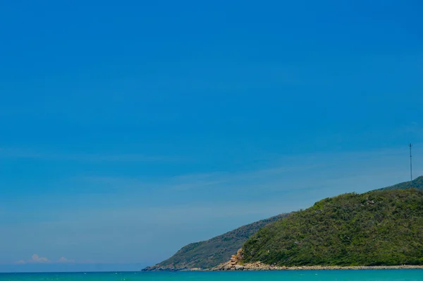 Mnohem Modrá Krajina Horami Obzoru Vietnam Ostrovy Západ Slunce Modrá — Stock fotografie
