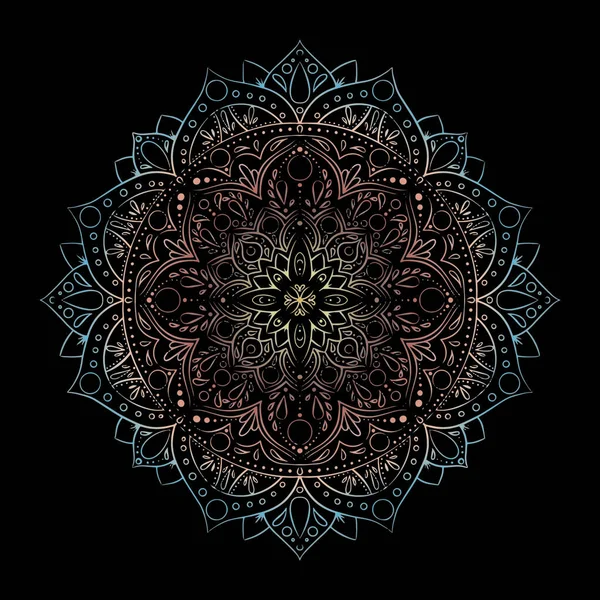 Yuvarlak gradyan mandala izole edilmiş arka plan. Çiçek desenli Vektör Boho Mandala. Yoga şablonu