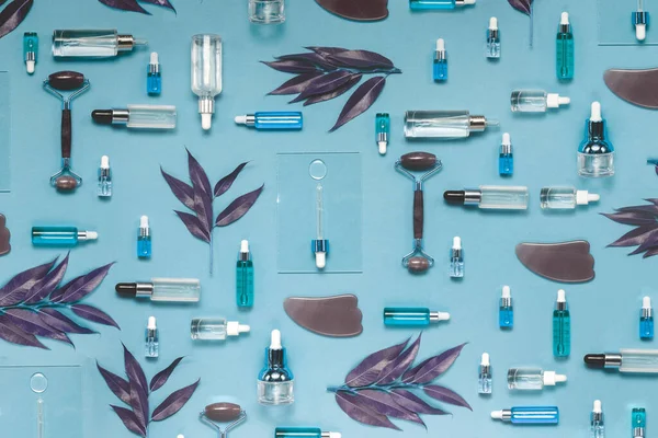 Naturliga Serum Och Ansiktsoljor Kosmetiskt Återfuktande Serum Glasflaska Med Pipett — Stockfoto