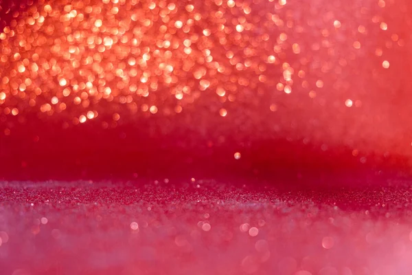 Abstract Red Sparkling Bokeh Background Top Horizontal View Copyspace — Stock Photo, Image