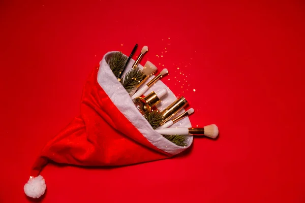 Різдвяна Красуня Плоска Пензлями Гіалуроновою Кислотою Боке Копія Простору Вид — стокове фото