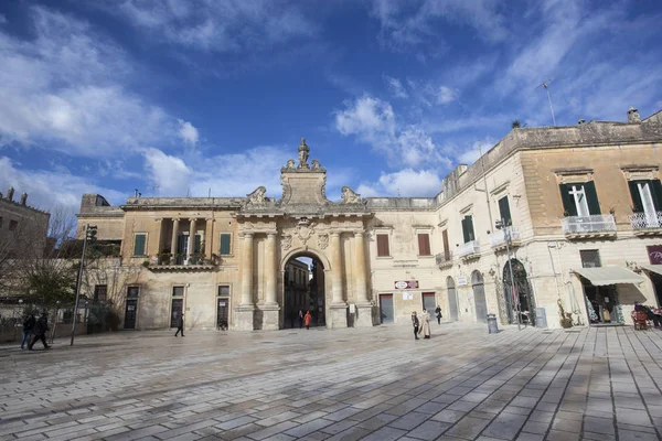 Porta San Biagio Lecce Время Солнечного Дня Облаков Лечче Саленто — стоковое фото