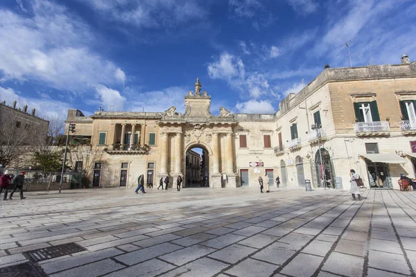 Porta San Biagio Lecce Время Солнечного Дня Облаков Лечче Саленто — стоковое фото