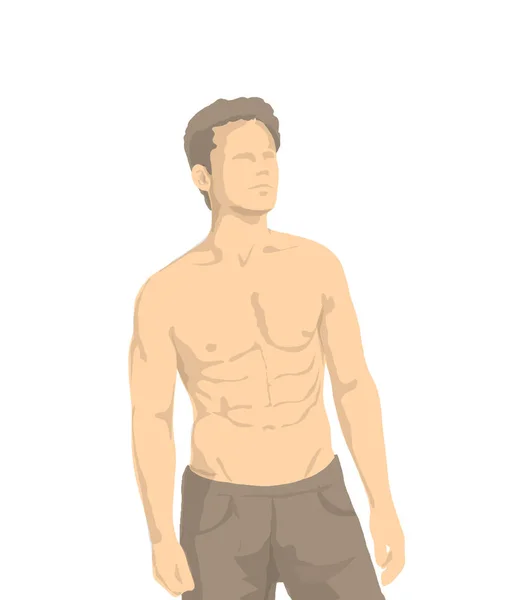 筋肉と人間のプロポーションに上半身裸の運動男の図 — ストック写真