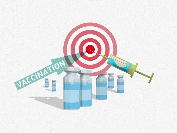 Illustration Centered Target Syringe Illustrating Importance Vaccine Children Vaccinating Children — Stock Photo, Image