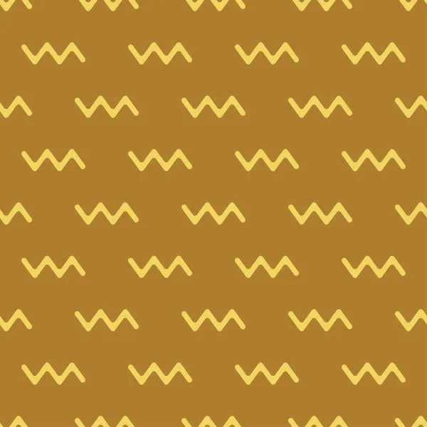 Patrón Amarillo Zigzag Sobre Fondo Marrón Sin Costuras — Vector de stock