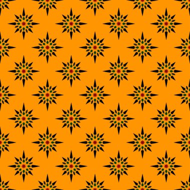 Turuncu arkaplanda siyah yıldız deseni.