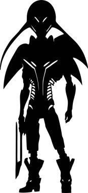 Basit siyah çizim çizimi uzaylı, logo, tasarım