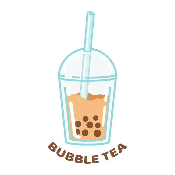 Bubble Milk Tea Minuman Dingin Manis Dengan Bola Mutiara Tapioka - Stok Vektor