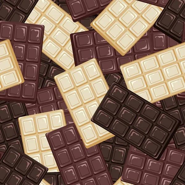 Deliciosa Leche Chocolate Blanco Oscuro Dulce Postre Una Chocolatina Pedazos — Vector de stock
