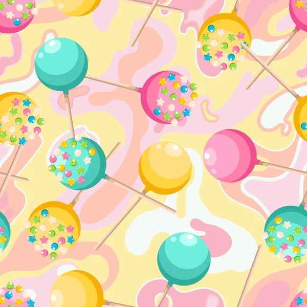 Sucette Couleur Vive Dessert Sucré Pour Enfants Des Bonbons Sur — Image vectorielle