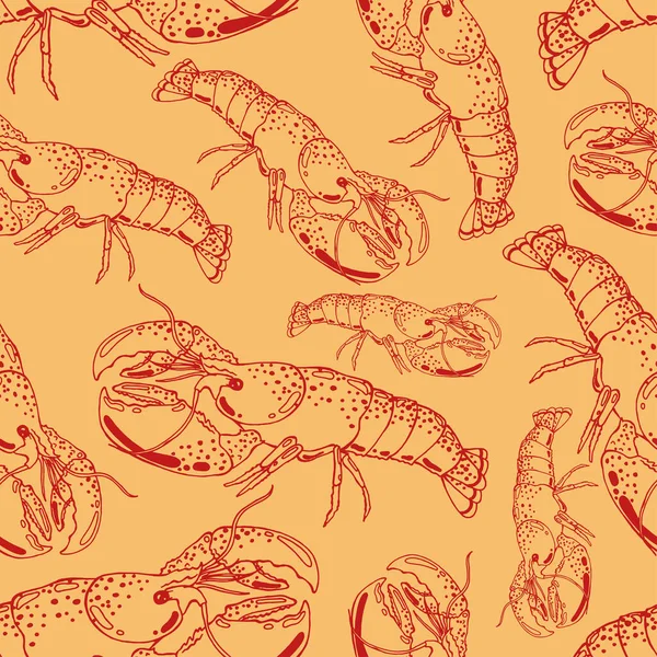 Graficzny Wektor Ilustracja Krabów Zwierząt Czerwonym Tle — Wektor stockowy