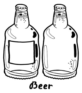 Bira şişelerinin grafik vektör çizimi 