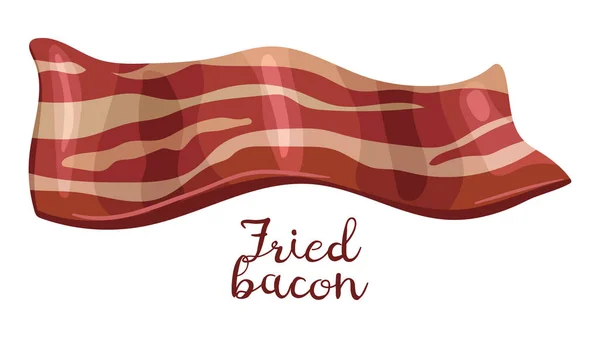 Krispig Strimla Bacon Isolerad Illustration Med Inskriptionen — Stock vektor