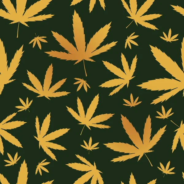 Blatt Cannabis Marihuana Droge Zur Entspannung Nahtloser Hintergrund Mit Muster — Stockvektor