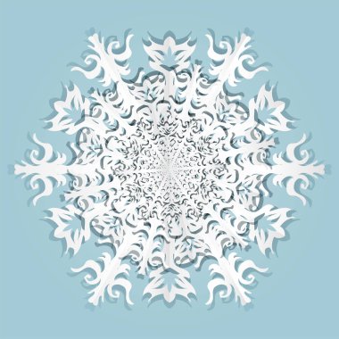 Beyaz kağıt kar tanesi üzerinde mavi. Vektör çizim. EPS 10