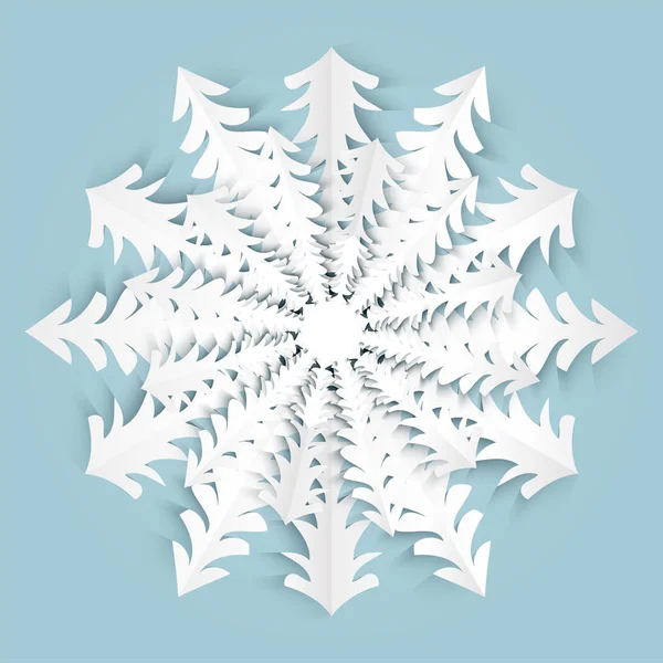 Flocon de neige en papier blanc, bleu. Illustration vectorielle. SPE 10 — Image vectorielle